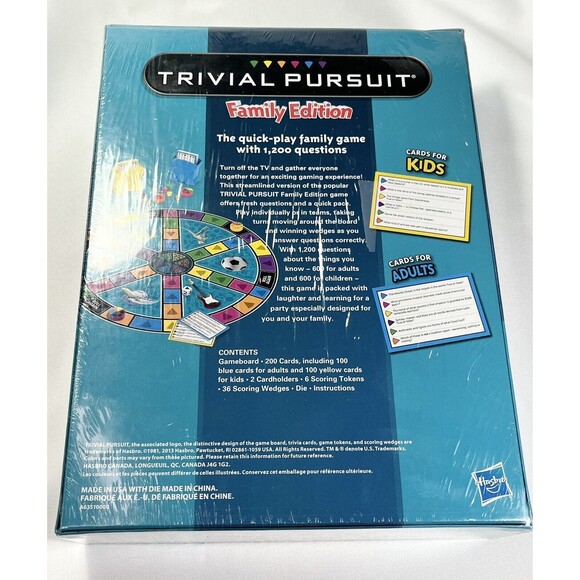 Trivial Pursuit Family Edition Board Game Trivia Quick Play Version 2013 Hasbro - Picture 5 of 11